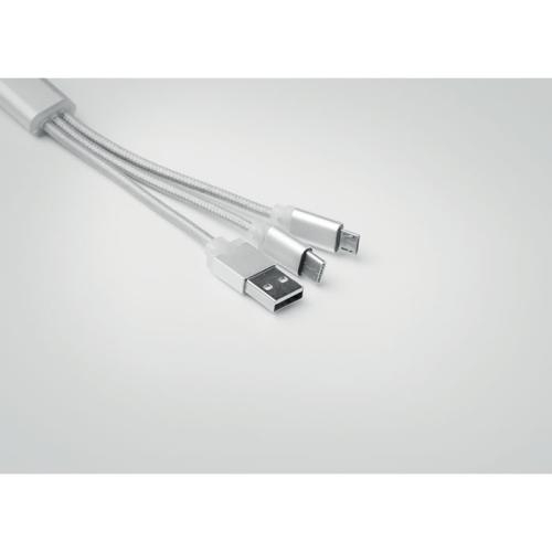 Sleutelhanger met oplaadkabel zilver