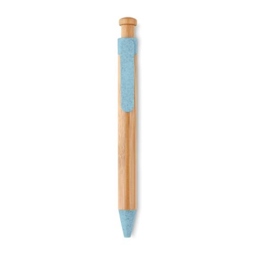 Balpen van bamboe tarwe blauw
