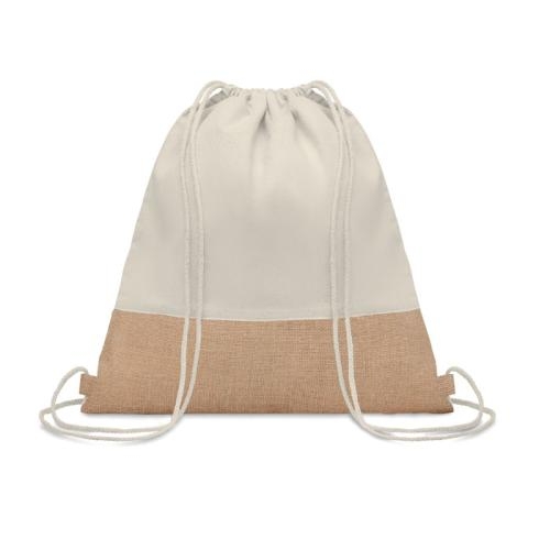 Rugzak met katoen en jute beige