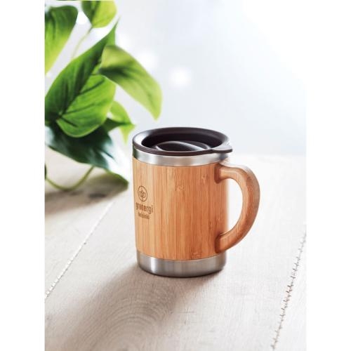 Dubbelwandige drinkbeker Mokka hout