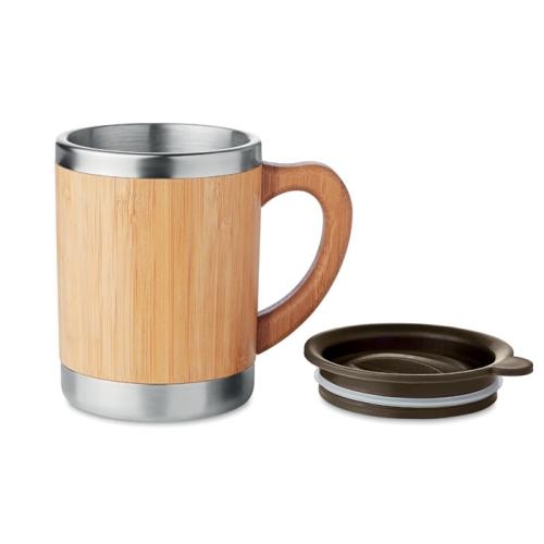 Dubbelwandige drinkbeker Mokka hout