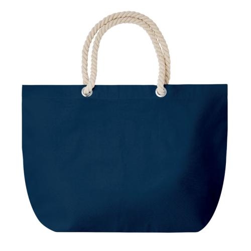 Strandtas met touw handvatten Menorca blauw