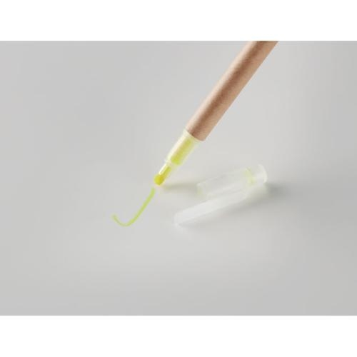 Kartonnen balpen met marker geel