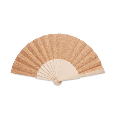 Handwaaier van hout en bamboe Fanny cork beige