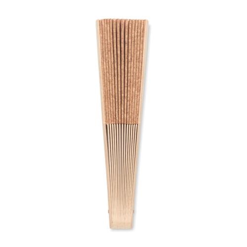 Houten waaier Fanny | kurken doek beige