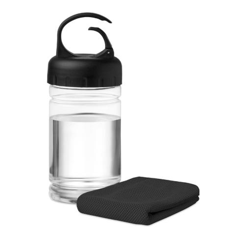 Drinkfles met handdoek Fris zwart