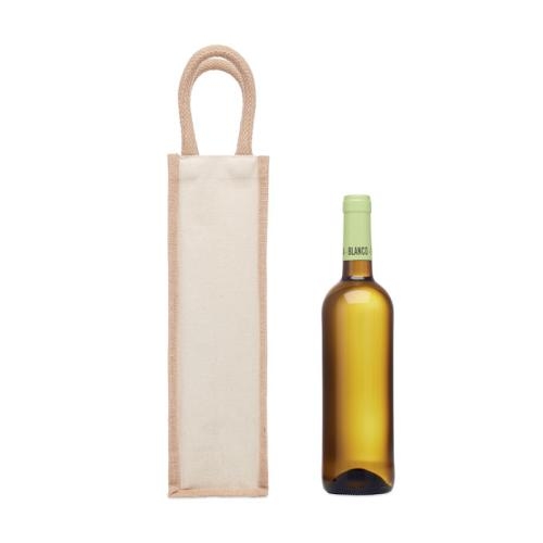 Jute wijntas voor 1 fles beige