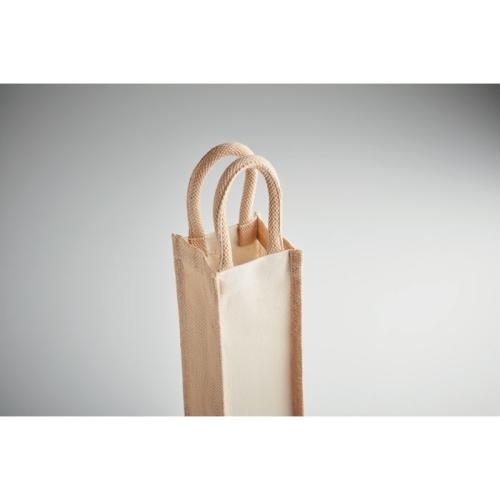 Jute wijntas voor 1 fles beige