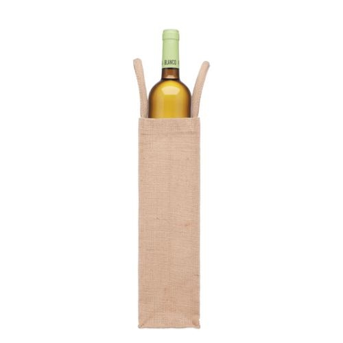 Jute wijntas voor 1 fles beige