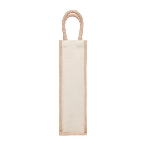 Jute wijntas voor 1 fles beige