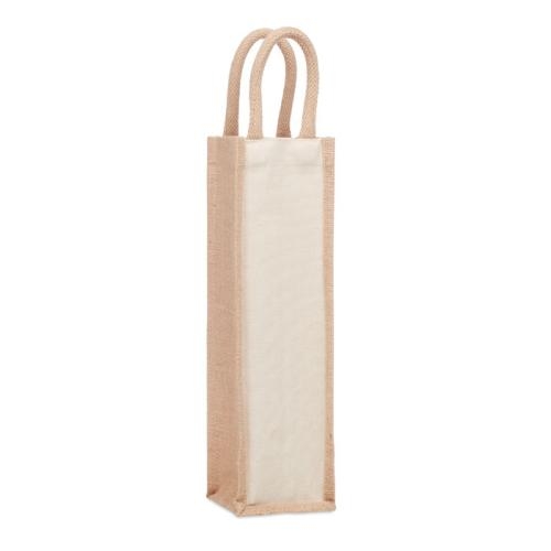 Jute wijntas voor 1 fles beige