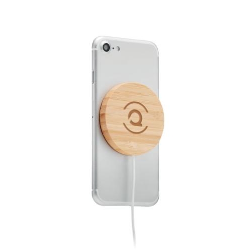 Magnetische draadloze oplader bamboe hout