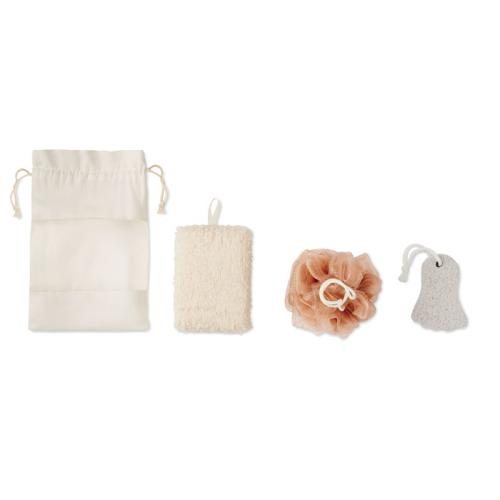 Badset in katoenen pouch Cuida set beige