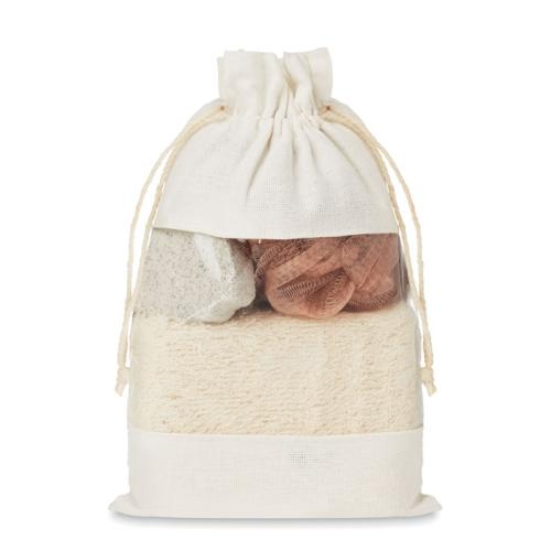 Badset in katoenen pouch Cuida set beige