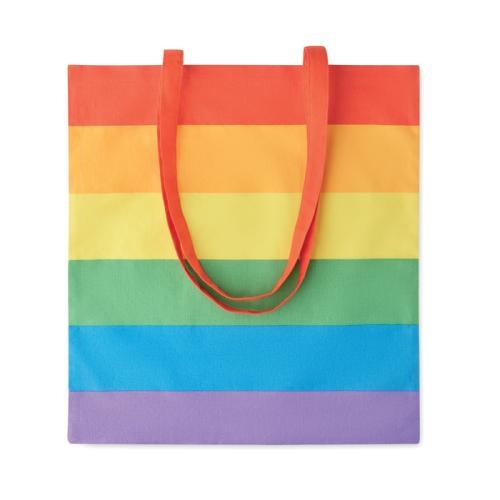 Katoenen regenboog boodschappentas multicolour