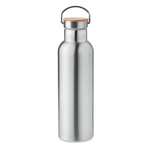 Dubbelwandige drinkfles 750ml Helsinki med mat zilver
