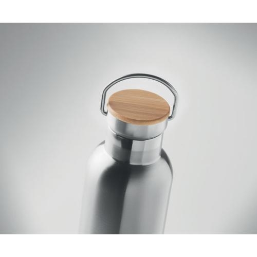 Dubbelwandige drinkfles 750ml Helsinki med mat zilver