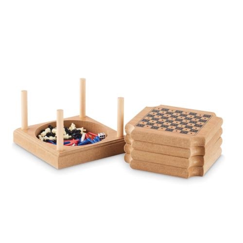 4 onderzetters met spel Coastgame wood