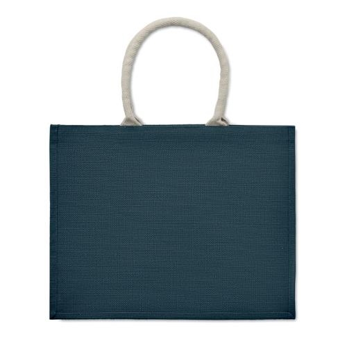 Jute tas met katoenen hengsels Aura blauw