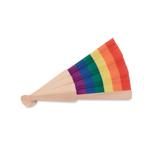 Houten regenboog waaier multicolour