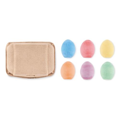 6 krijteieren in doosje Tamago beige