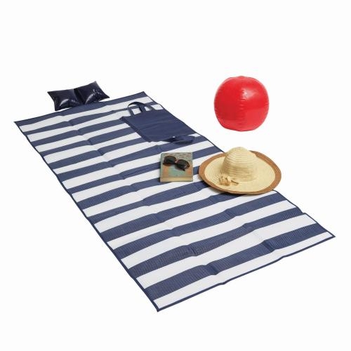 Uitvouwbare strandtas wit/blauw