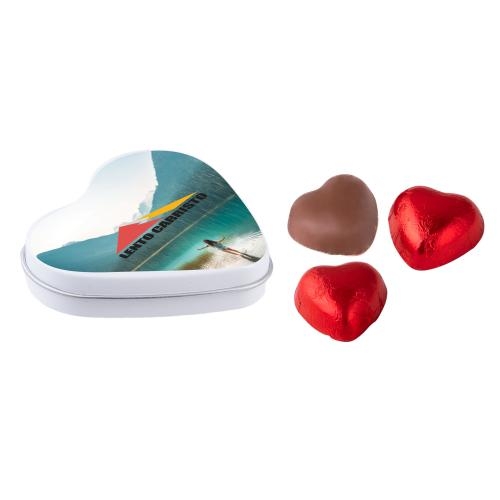 Hartenblikje met chocolade hartjes wit