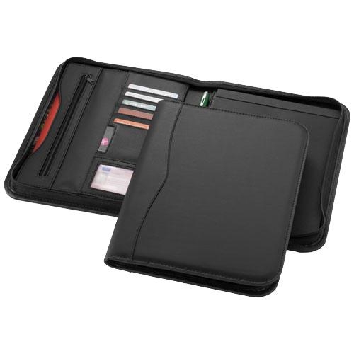 New ebony A4 zipper portfolio black solid