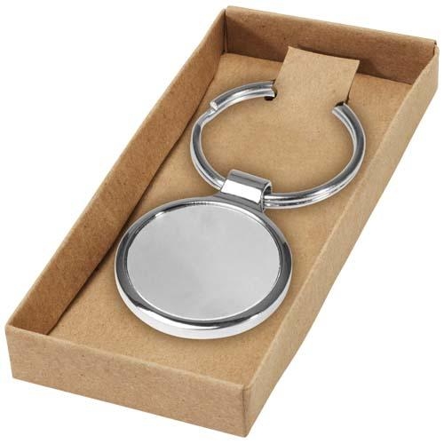 Ronde metalen sleutelhanger zilver