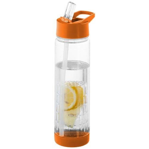Tuttifrutti fles met infuser transparant/oranje