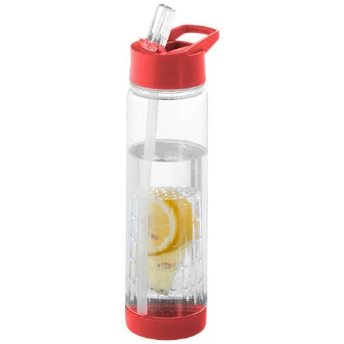 Tuttifrutti fles met infuser transparant/rood