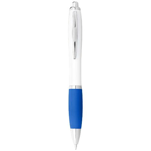 Witte Nash balpen gekleurde grip wit/aqua