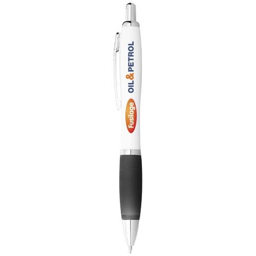 Witte Nash balpen gekleurde grip wit/zwart