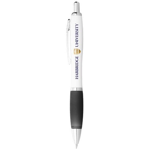 Witte Nash balpen gekleurde grip wit/zwart