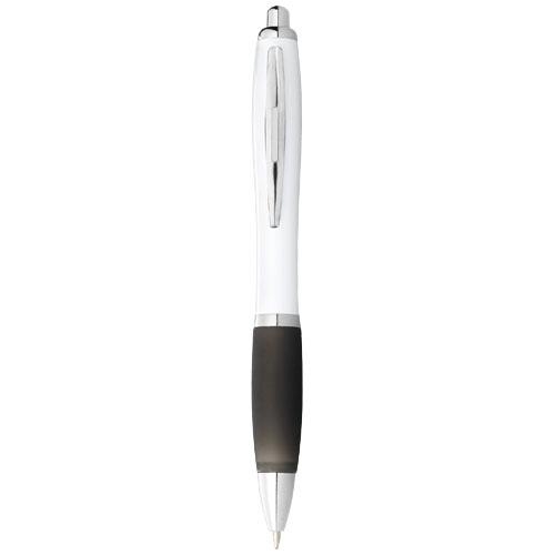 Witte Nash balpen gekleurde grip wit/zwart