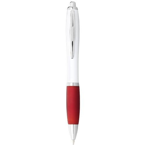 Witte Nash balpen gekleurde grip wit/rood