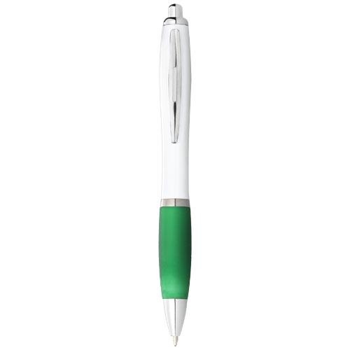 Witte Nash balpen gekleurde grip wit/groen