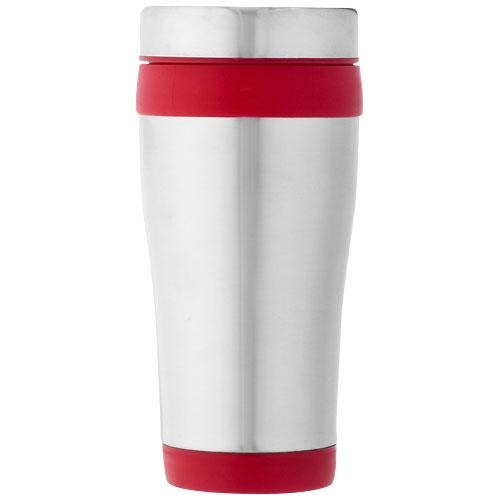 Geïsoleerde thermosbeker Elwood 410 ml zilver/rood
