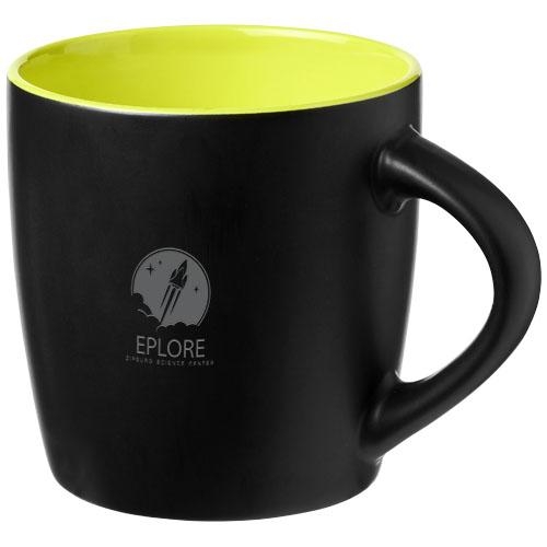 Keramische mok Riviera 340 ml zwart/lime