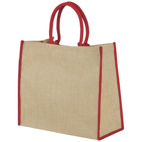 Harry jute draagtas met gekleurde accenten rood