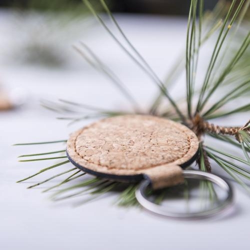 Ronde sleutelhanger van kurk Kimbox rond