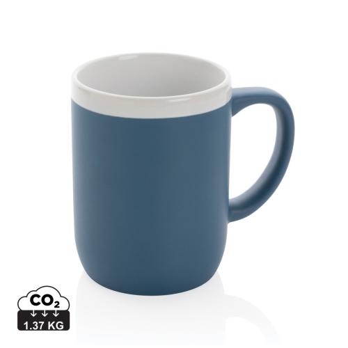 Keramische mok met witte rand blauw/wit