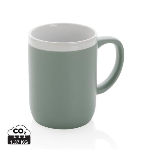 Keramische mok met witte rand groen/wit
