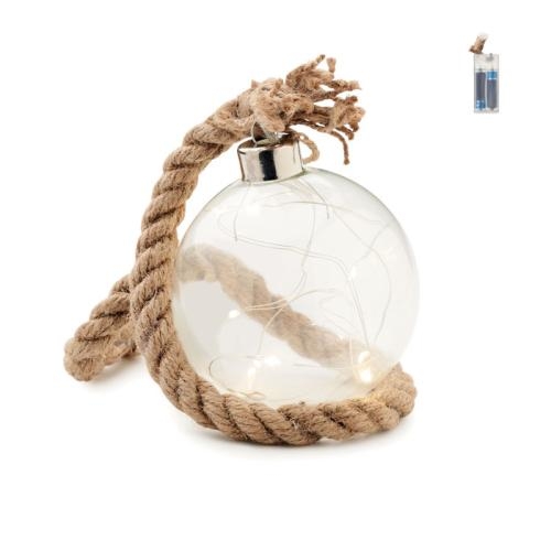 Glazen kerstbal LED-lampje Baubli transparant