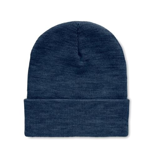 RPET Beanie met omslag Polo blauw