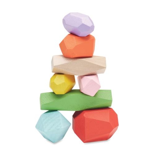8 stapelbare houten stenen Dolmen beige