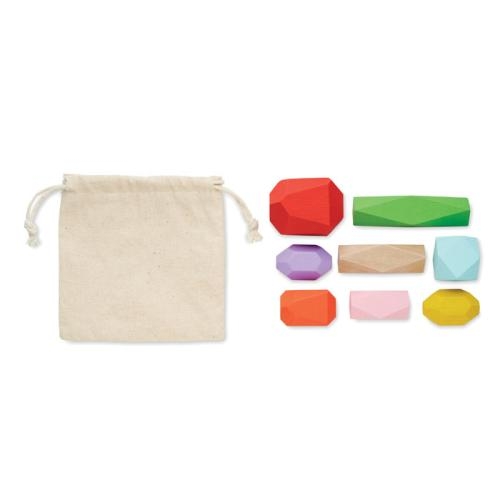 8 stapelbare houten stenen Dolmen beige
