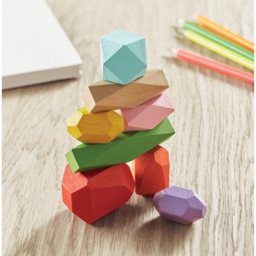 8 stapelbare houten stenen Dolmen beige
