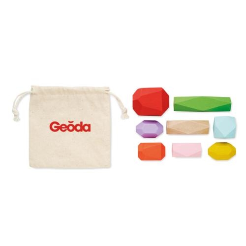 8 stapelbare houten stenen Dolmen beige