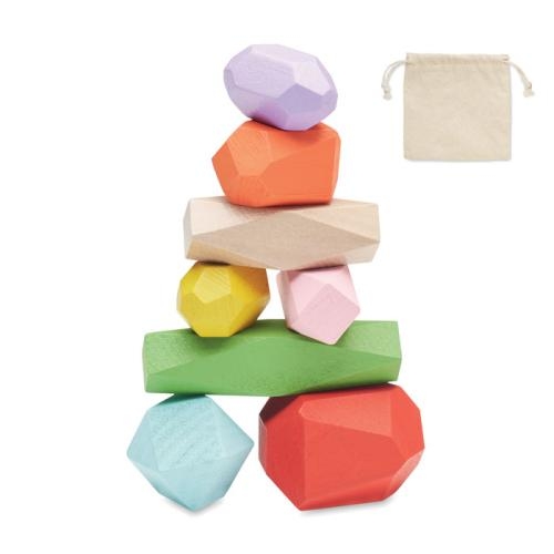 8 stapelbare houten stenen Dolmen beige